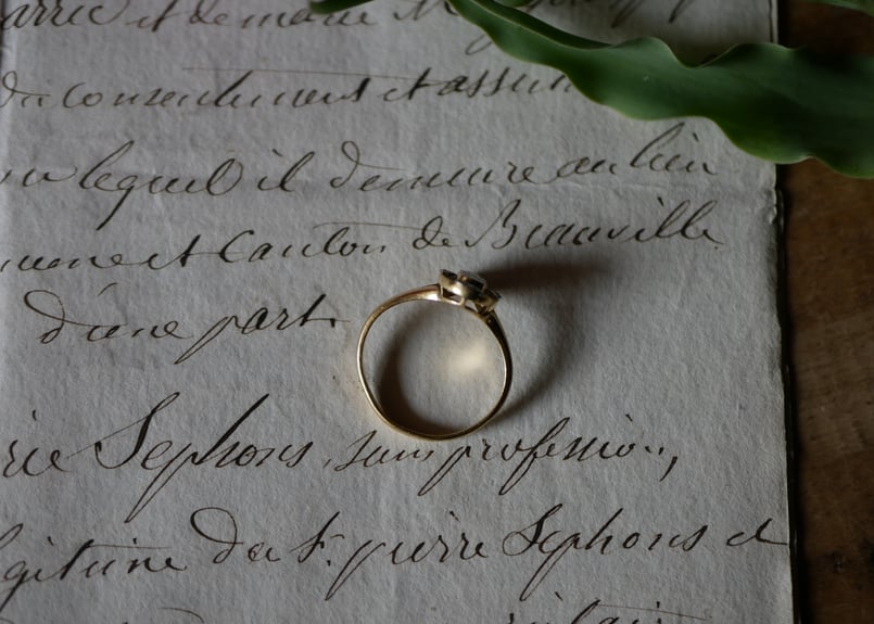 FR-56 アールデコ K18 アンティークリング 指輪 フランスアンティーク