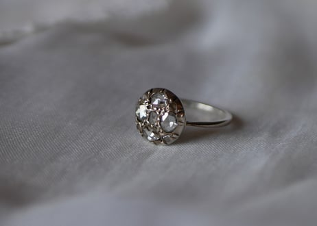 ローズカットダイヤモンド　シルバーリング　クラスター　フランスアンティーク　アンティークジュエリー
