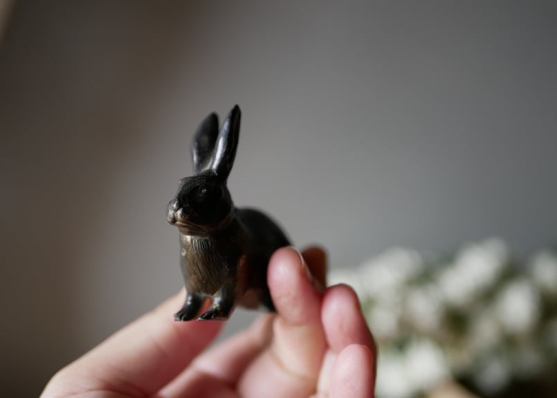 ウサギのオブジェ 真鍮 フランスアンティーク ブルターニュ地方