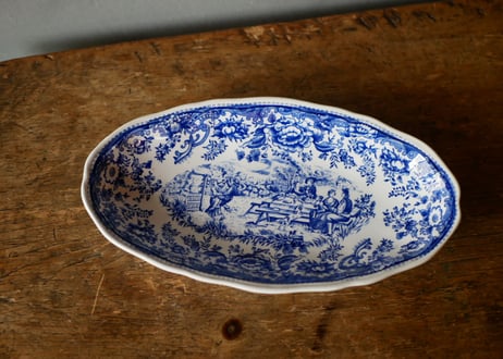 Luneville x Toile de Jouy,  Oval plate