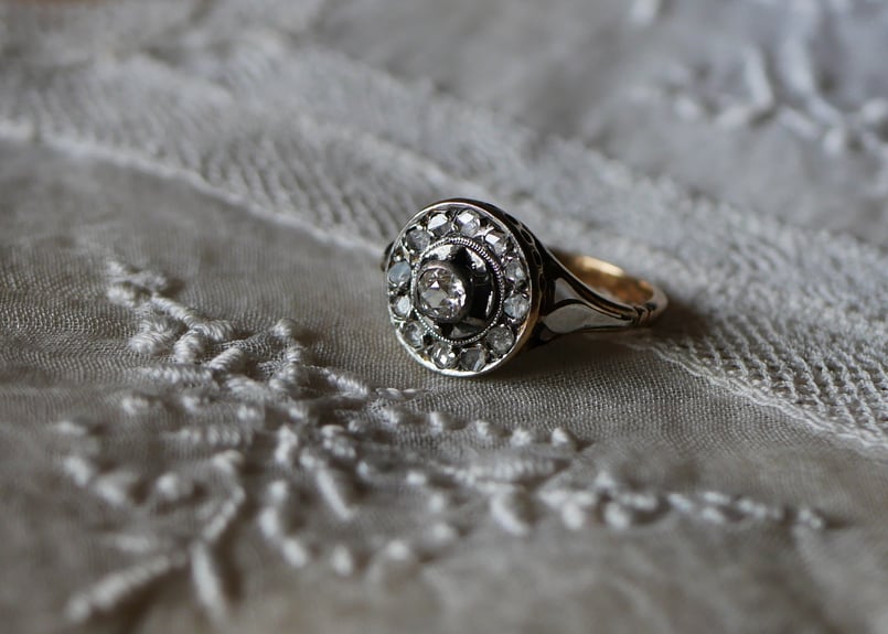 FR-60 フランスアンティーク デイジーリング K18 アンティークリング