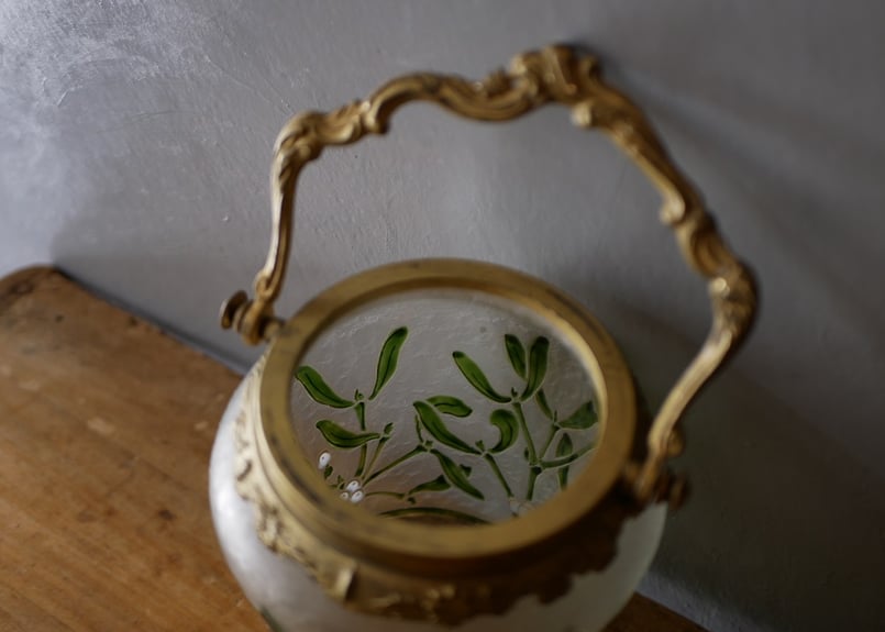 宿り木のビスケットジャー ベルエポック フランスアンティーク