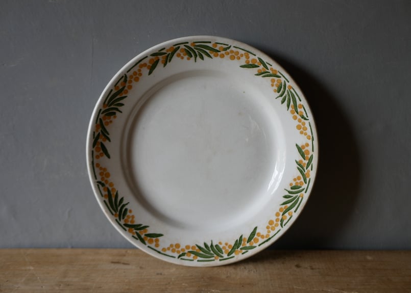 クレイユモントローMARGUERITESブラウン系フランスアンティーク2枚 クレイユモントローMARGUERITESブラウン系フランスアンティーク2枚