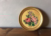 フランス アンティーク プチポワン 刺繍 ローズ