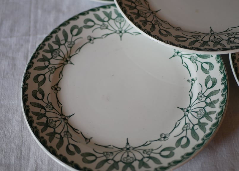 Stock→5 平皿 ヤドリギ フランスアンティーク 宿り木 brocante | maman