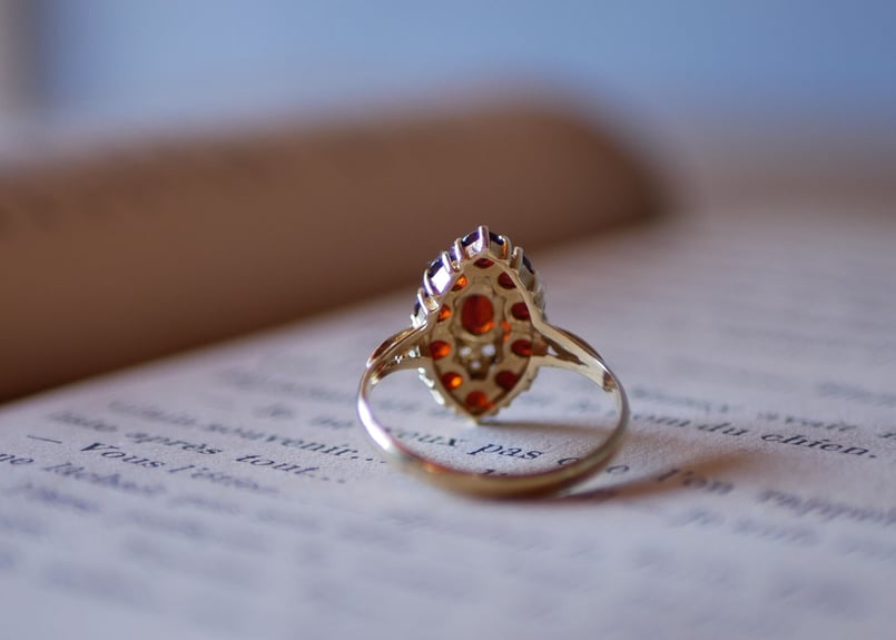 FR-22】 K18 天然ガーネット FRANCE アンティークリング | mamant