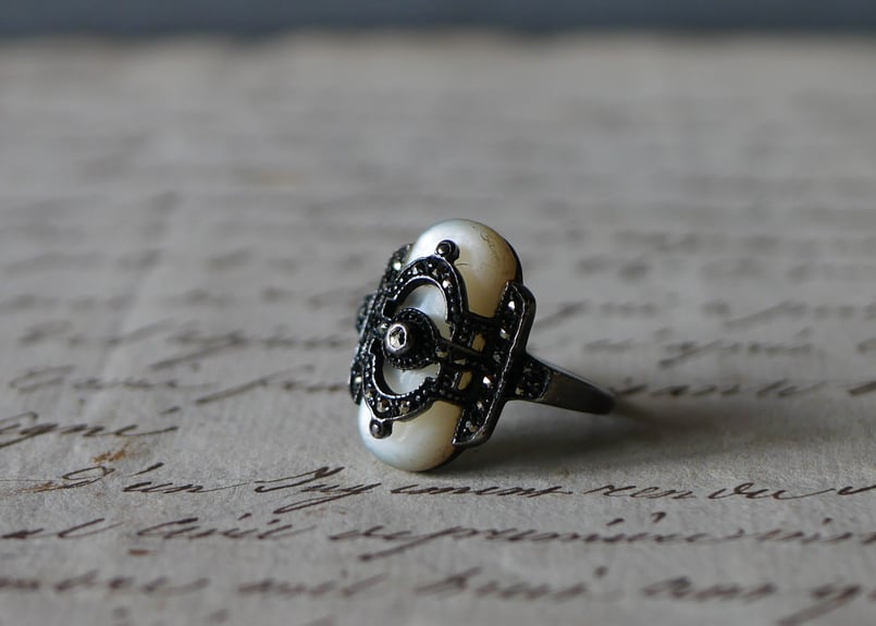 パール　アールデコ　ヴィンテージリング　k18 パール アールデコ ヴィンテージリング k18 【貴重】K14 和製