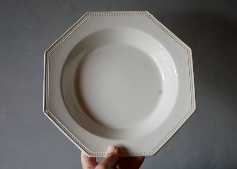 フランスアンティーククレイユモントローオクトゴナルプレート 大皿