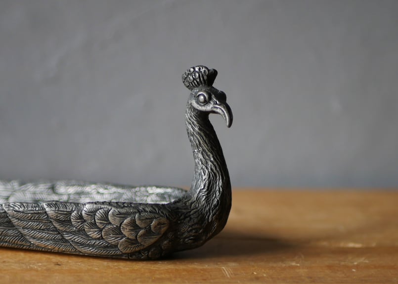 孔雀のヴィドポシェ 小物トレイ フランスアンティーク ブロカントの