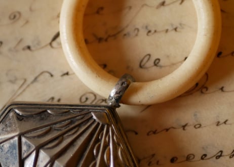 French silver, baby rattle