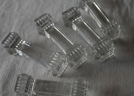 残り→２　PORTIEUX  ガラスのナイフレスト　フランスアンティーク　ブロカントのある暮らし