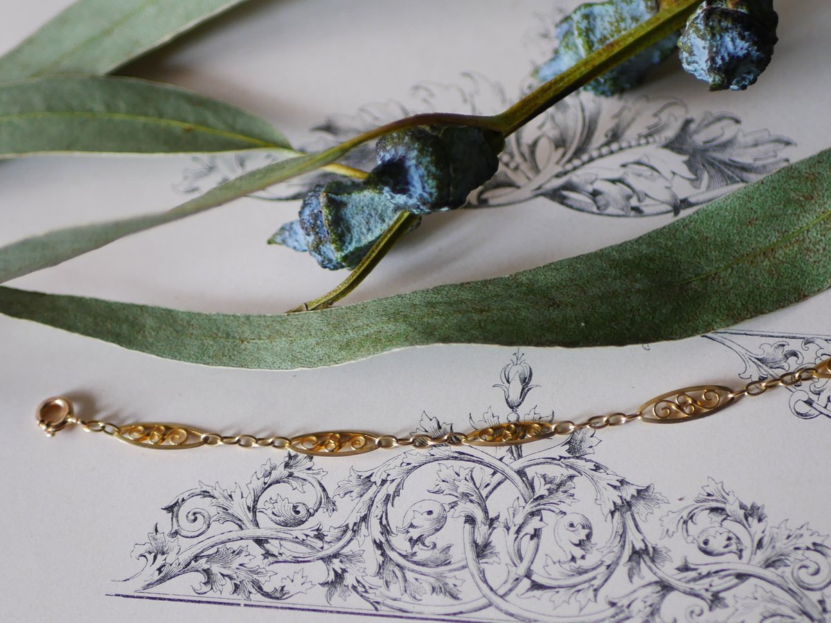 フィリグリー　K18　アンティークブレスレット　アンティークジュエリー アンティークK18フィリグリーブレスレット