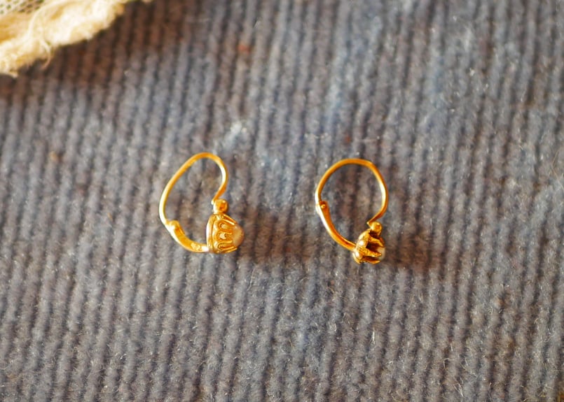 18金イヤリング 小さなピアス フランスアンティーク | mamantique