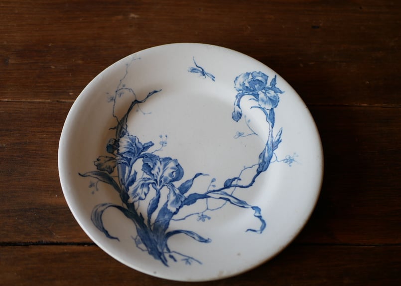 フランスアンティーク Gien ジアン フォンドブルー ルネッサンス プレート フランスアンティーク Gien ジアン フォンドブルー ルネッサンス プレート