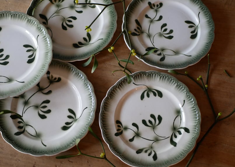 宿り木 ヤドリギ アンティークプレート デザートプレート ブロカントの