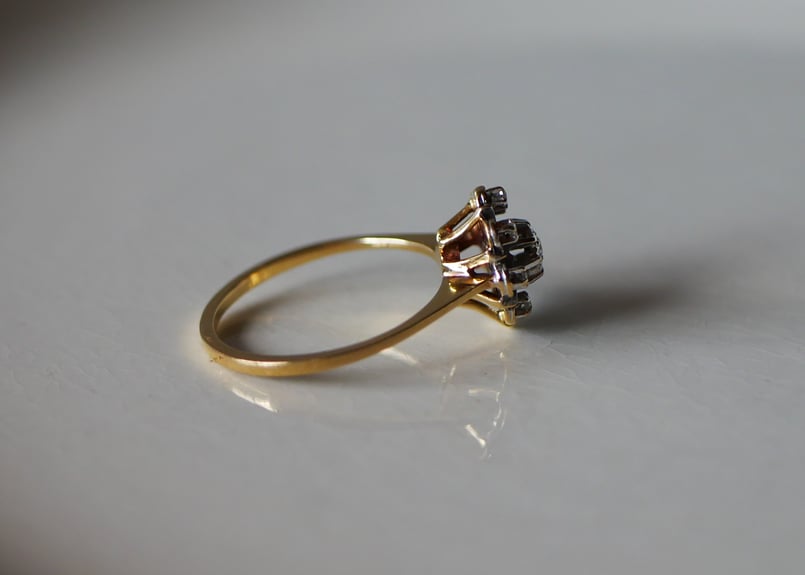 FR-51】天然ダイヤモンド K18 指輪 フランスヴィンテージ ヴィンテージ