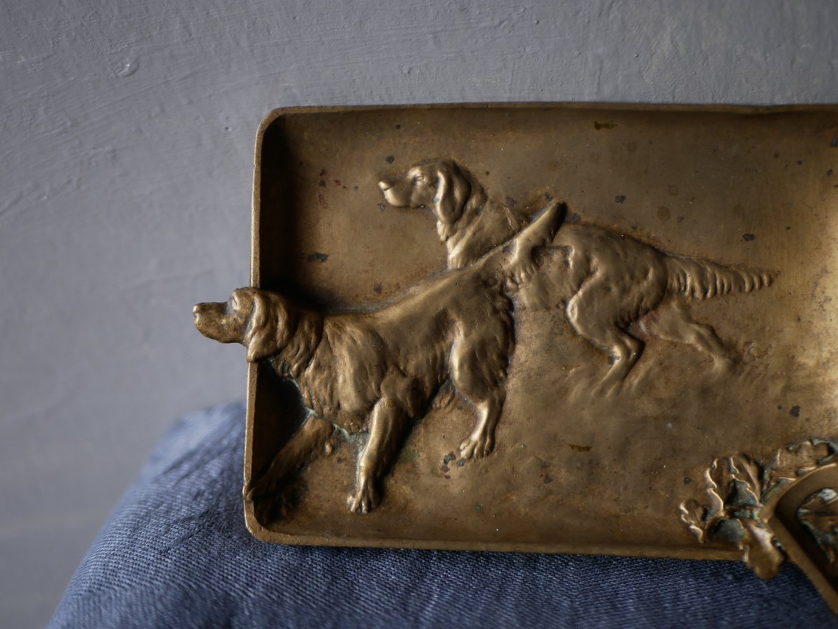 ブロンズ 犬のヴィドポッシュ、タバコ皿 フランスアンティーク