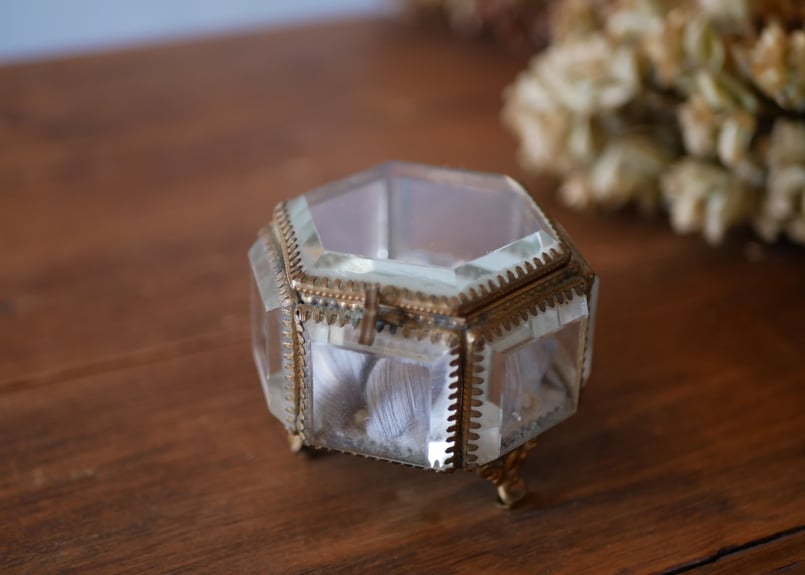 フランス アンティークジュエリーボックス ガラス オルモル