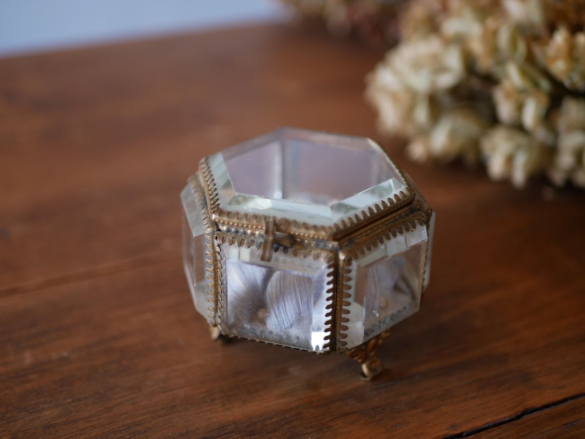 フランス アンティークジュエリーボックス ガラス オルモル