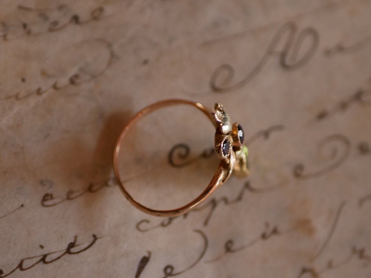 フ*す様 フランス アンティーク 18金 リング FR-49】フランス K18 アンティークリング 天然ダイヤモンド