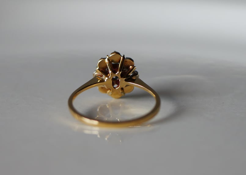 FR-51】天然ダイヤモンド K18 指輪 フランスヴィンテージ ヴィンテージ