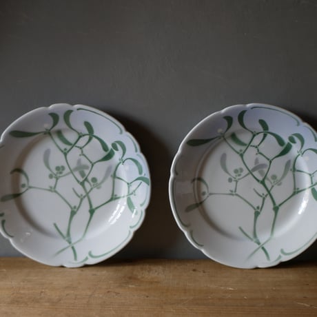 リュネヴィル窯、エドモン・ラシュナルデザイン、宿り木柄、ディナープレート（４) リュネヴィル窯、エドモン・ラシュナルデザイン、宿り木柄