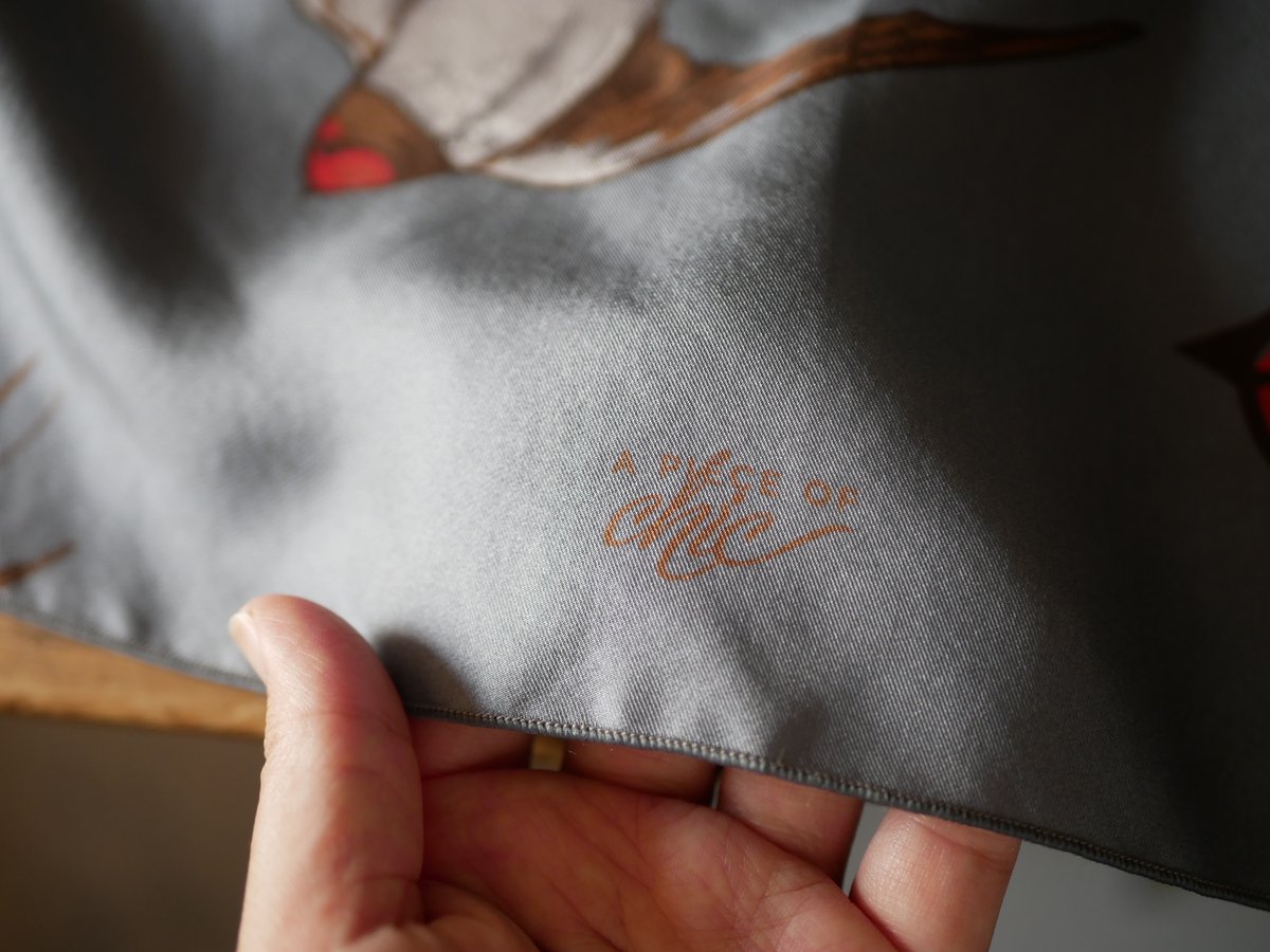 シルクのスカーフ ツバメ フランスヴィンテージ ブロカント | mamantique