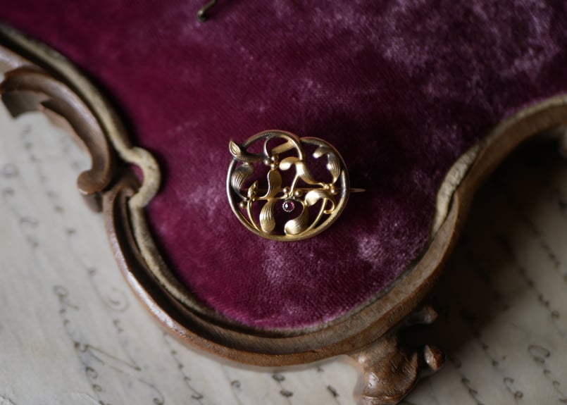 FIX ヤドリギ 宿り木 フランスアンティーク ブローチ アンティークの