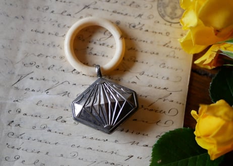 French silver, baby rattle