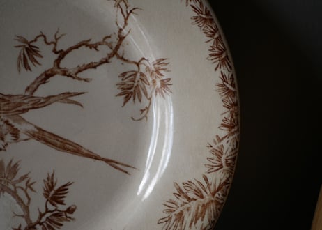 GIEN　ツバメのブラウンプレート２　”PROVENÇAL“　ジアン　フランスアンティーク