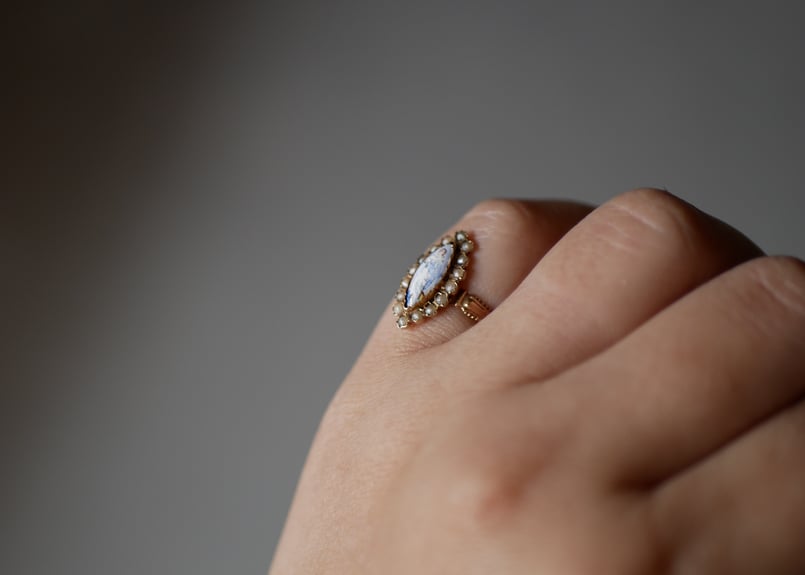 H様御成約品【FR-41】18金 エマイユ アンティークリング フランス