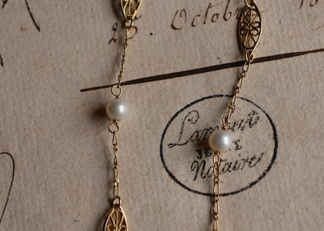18K pearl＆filigree Necklace