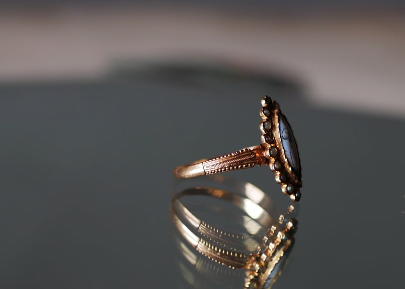 H様御成約品【FR-41】18金 エマイユ アンティークリング フランス