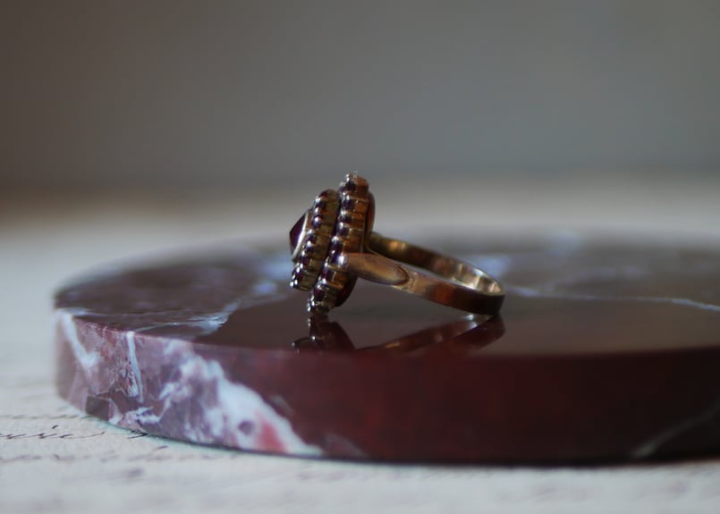 ボヘミアンガーネット シルバーリング フランスアンティーク