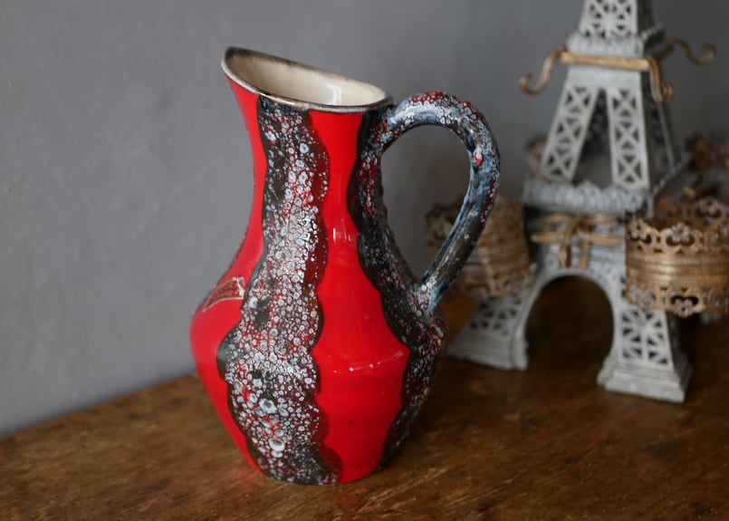 フランスアンティーク オパリンガラス 花瓶 ピッチャー 一輪挿し 花器