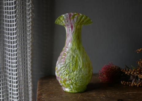 クリシー　花瓶　花器　イエローべース　フランスヴィンテージ　ブロカントのある暮らし