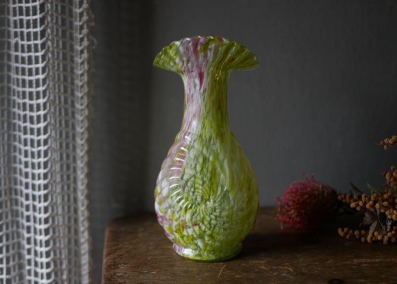 クリシー 花瓶 花器 イエローべース フランスヴィンテージ ブロカント