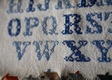 プチポワン　ヨット　シーサイド　刺繍　アルファベット　フランスアンティーク