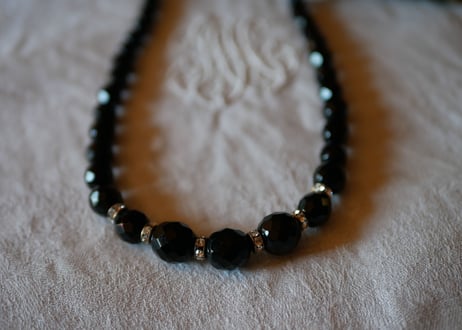 フレンチジェット　黒ガラスのネックレス　⑥french jet glass necklace