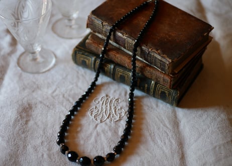 フレンチジェット　黒ガラスのネックレス　⑥french jet glass necklace