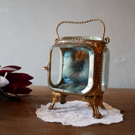 フランスアンティーク　ガラスのジュエリーボックス　懐中時計