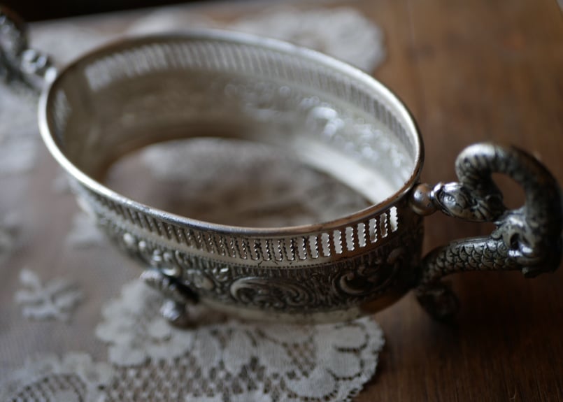 *️⃣プロフ必読❗️アンティーク フランス ブロカント シルバー ガラス スパイスボト ジャルディニエール フランスアンティーク ブロカント | mamantique