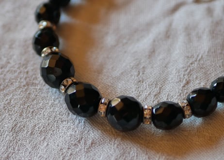 フレンチジェット　黒ガラスのネックレス　⑥french jet glass necklace