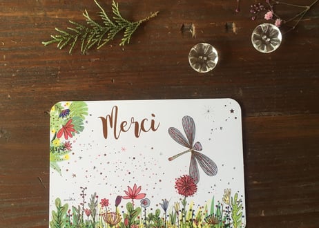 フランス パリ デザイン ポストカード "merci"