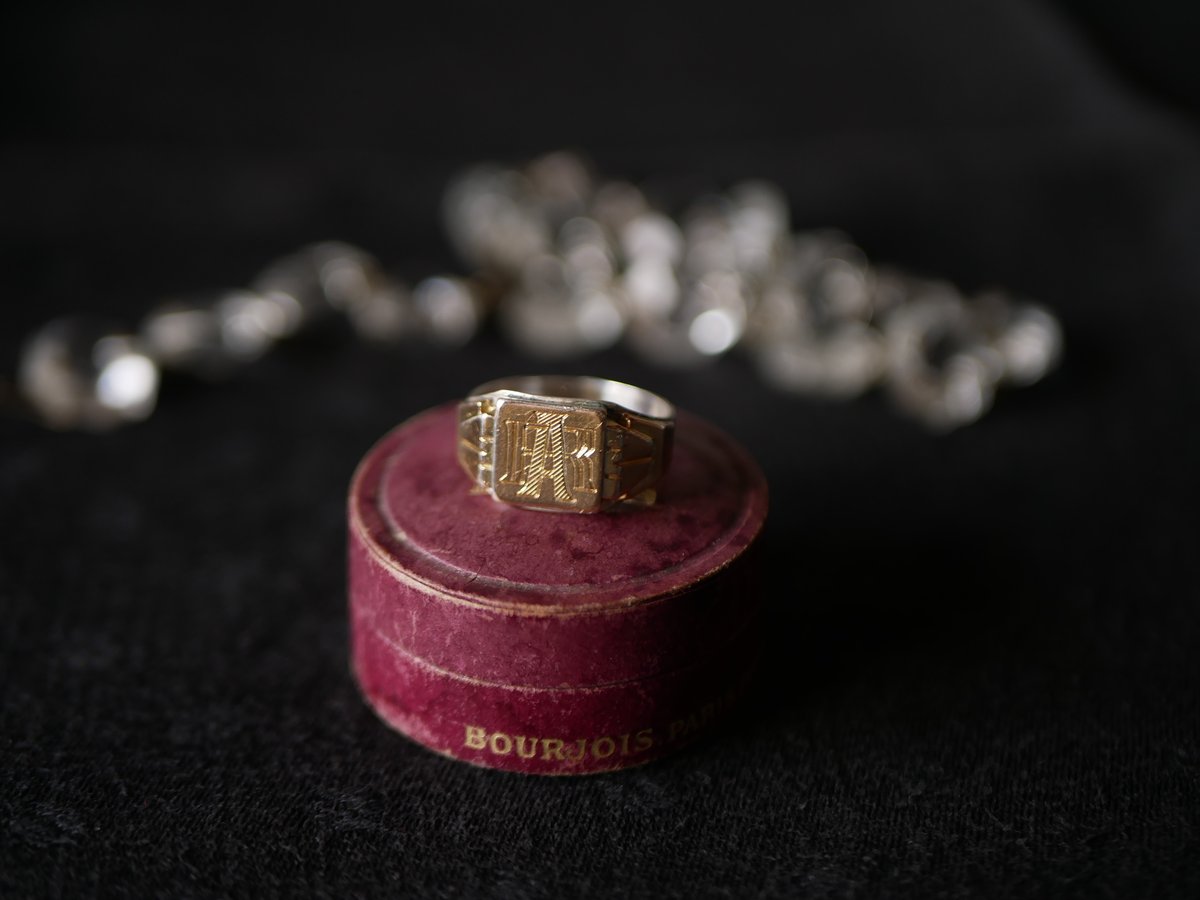 シグネットリング 純銀,K18 シェヴァリエ フランスアンティーク