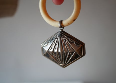 French silver, baby rattle
