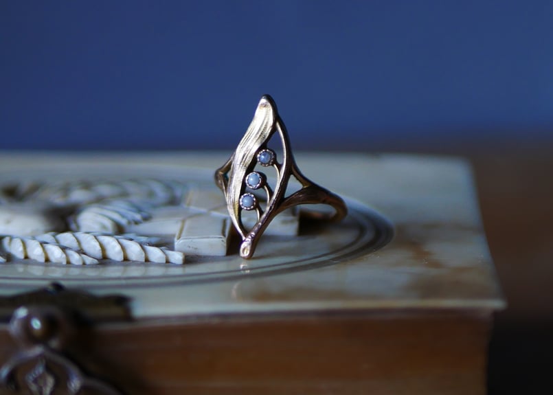 すずらんのモチーフ ブロンズ製ビィドポッシュ フランス アンティーク FIX フランスアンティーク 鈴蘭モチーフ すずらん 指輪 リング