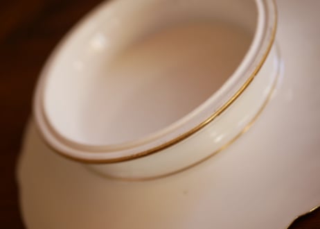 コンポティエ【A】モノグラム　花リム　フランスアンティーク