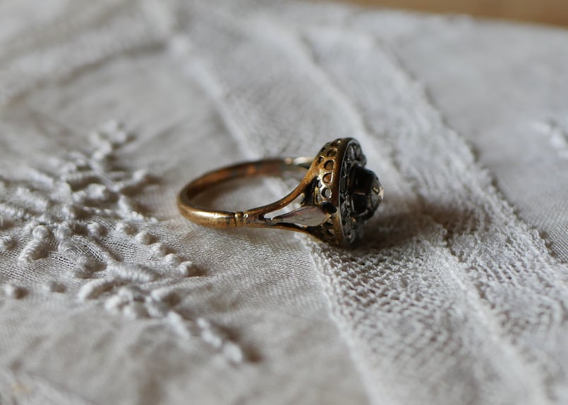 FR-60 フランスアンティーク デイジーリング K18 アンティークリング