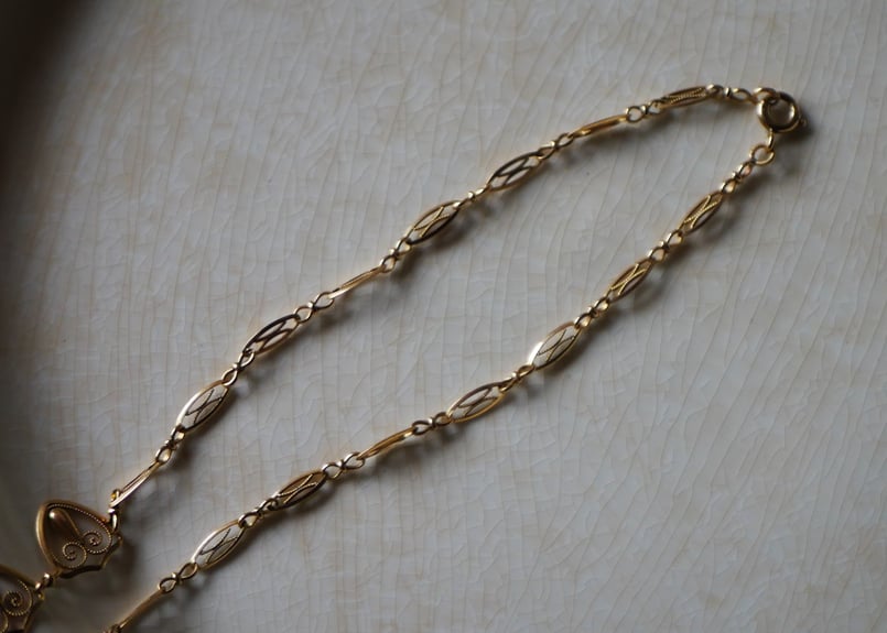 FN-18】 フィリグリー K18 アンティークネックレス フランス